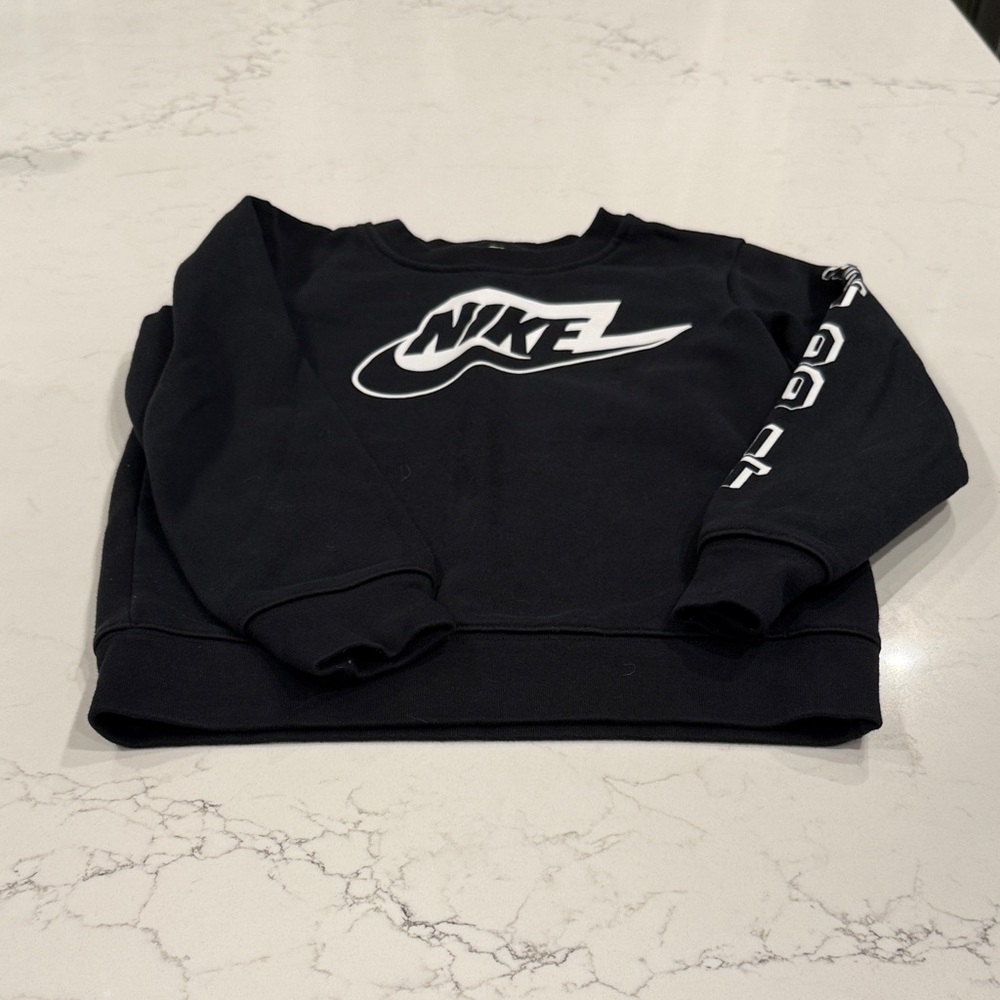 Boys Nike Black Crewneck with White Logo